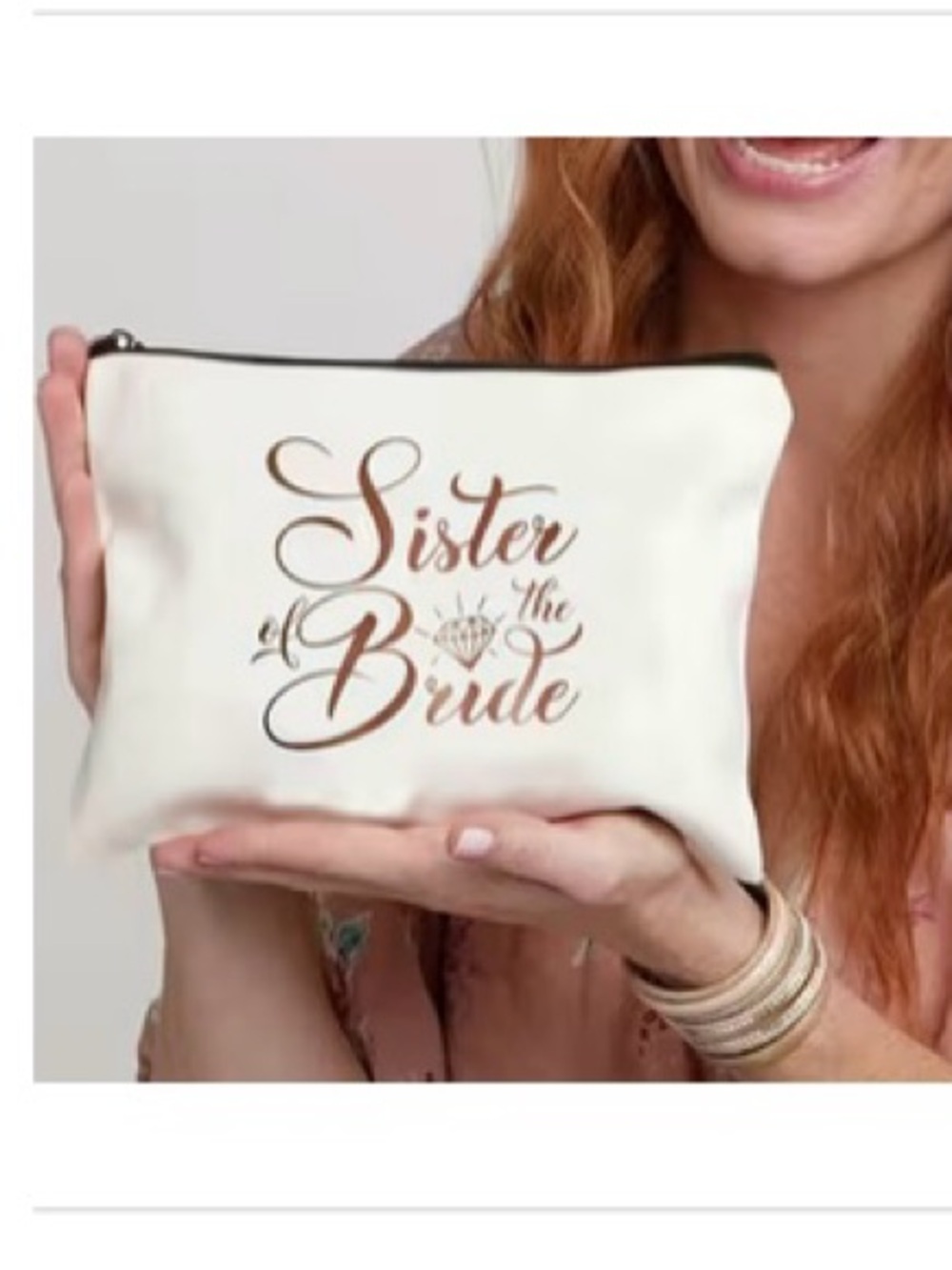 Sister of the Bride Cream Canvas Makeup Bag